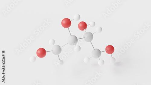 erythritol molecule 3d, molecular structure, ball and stick model, structural chemical formula sugar alcohol
