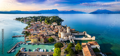 old town and port of Sirmione in italy