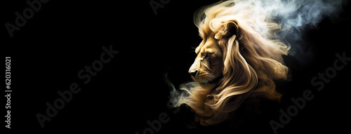 Majestic Smoke Lion Emerges, A Regal Symbol of Power and Spiritual Strength.