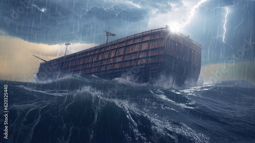 Noah's ark in Storm During the Flood