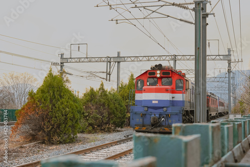 Korea's railroad, train, and electric wire
