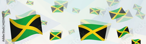Jamaica flag-themed abstract design on a banner. Abstract background design with National flags.