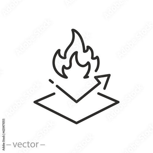 fireproofing icon, fireproof or anti thermal, flame resistant, fire insulation linear sign on white background - editable vector illustration eps10