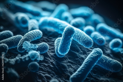 Invisible Threat: Microscopic Blue Bacteria Legionella pneumophila Under the Microscope, Microscopic, Bacteria, Legionella pneumophila, Blue, Pathogen, Disease, Infection, Microbiology,