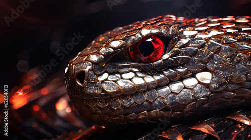 3d illustration snake covered in diamonds