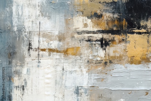 Illustration of an abstract painting with yellow and grey colors created using generative AI