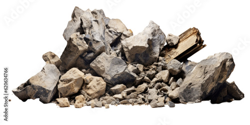 Crushed rocks separated on a transparent background.