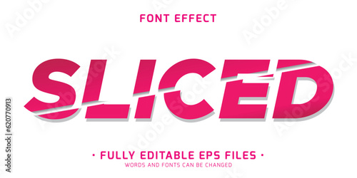 Sliced text effect. Editable font effect