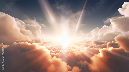 Religious celestial sky with aura of soul