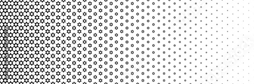 horizontal black halftone of star design for pattern and background.