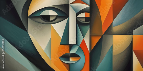 Abstract human face painting, digital artwork, Generative AI