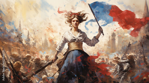 Marianne, liberté guidant le peuple, révolution française, bleu blanc rouge