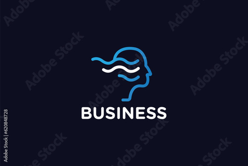Creative logo design depicting a head with waves- Logo Design Template 