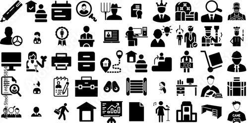 Massive Set Of Job Icons Set Hand-Drawn Linear Concept Web Icon Great, Icon, Thin, Glove Elements Isolated On White
