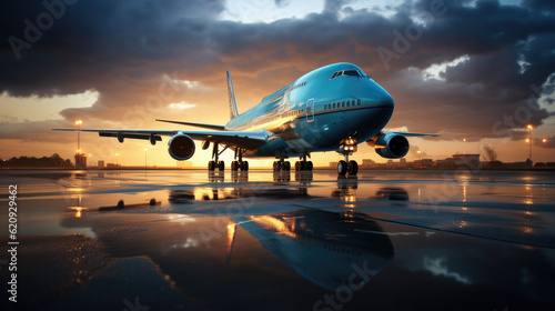 Jumbo Jet on Runway at Airport