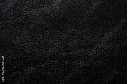 Genuine black cowhide leather background full grain leather texture