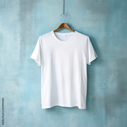 Illustration of a white plain t-shirt mockup, AI Generated.
