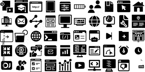 Huge Collection Of Web Icons Collection Linear Cartoon Symbol People, Court, Silhouette, Mark Pictograms For Computer And Mobile