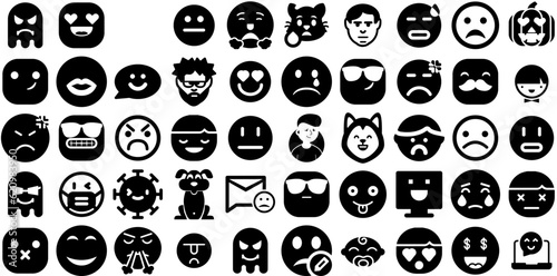 Huge Collection Of Emoticon Icons Set Flat Design Elements Sad, Circle, Icon, Symbol Symbol For Computer And Mobile
