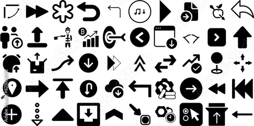 Huge Collection Of Arrow Icons Collection Solid Modern Signs Infographic, Skip, Draw, Exit Signs For Computer And Mobile