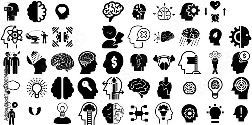 Huge Set Of Mind Icons Collection Isolated Concept Pictogram Pray, Icon, Mind, Brain Doodles Vector Illustration