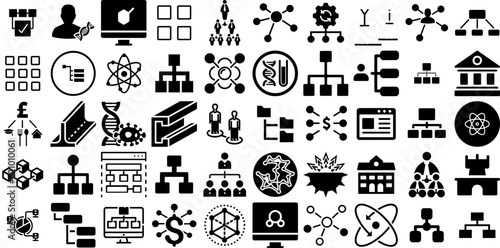 Big Collection Of Structure Icons Pack Hand-Drawn Black Simple Web Icon Accessibility, Scientific, Icon, Business Symbol Vector Illustration