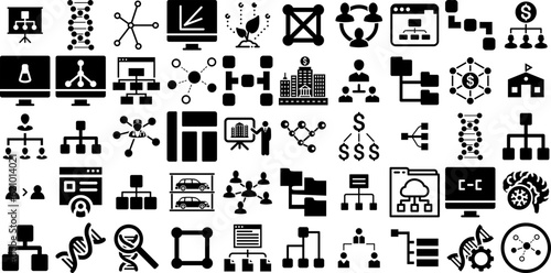 Huge Set Of Structure Icons Collection Flat Vector Symbols Business, Accessibility, Scientific, Icon Silhouette Isolated On White Background