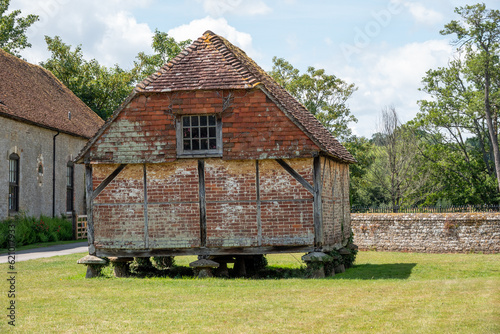 A Tudor barn in the grounds of Cowdray Ruins Midhurst West Sussex England one of Southern England´s most important early Tudor courtier´s palaces