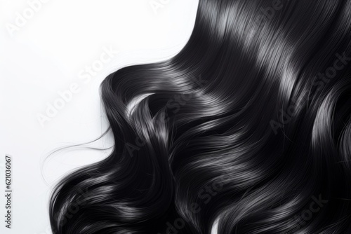Curly Black Hair Close-up isolated on white background. 