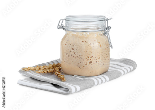 Fresh leaven and ears of wheat isolated on white