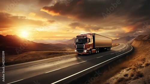 Truck and highway, transportation and logistic background