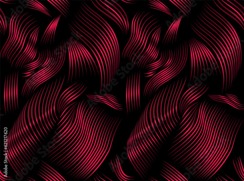 Seamless curvy ribbon abstract pattern vector on black background for Fabric and textile printing, sport jersey texture, wrapping paper, backdrops and , packaging, web banners