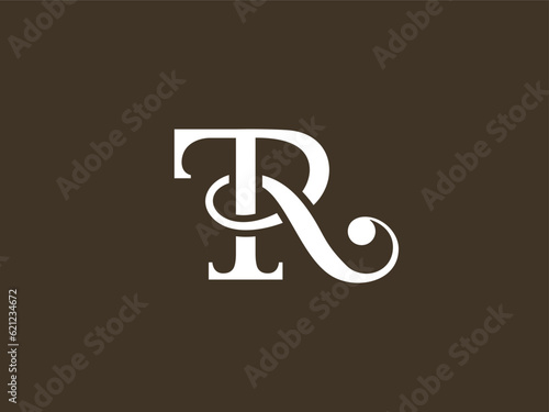 Letter TR serif font typography logo with classic modern style for signature symbol, personal brand, wedding monogram, etc.