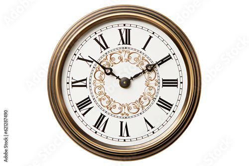 Wall clock png file cut out and isolated on a transparent background, computer Generative AI stock illustration