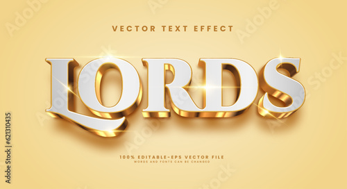 Lord golden editable vector text style effect. 3d minimalist text effect.