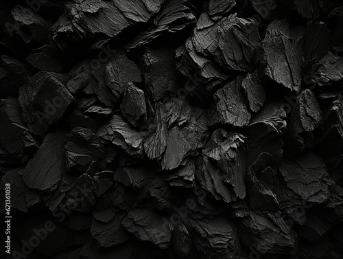 Background photography, texture of black natural coal, AI Generation