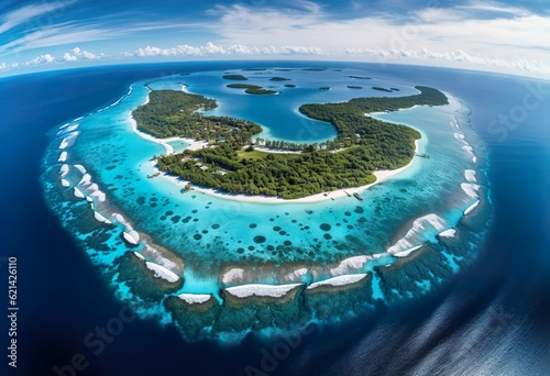 Baa Atoll aerial panorama Maldives