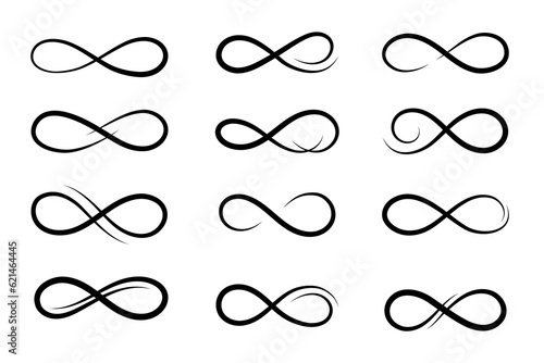 Hand drawn infinity symbol. Black infinity icon. Eternity, infinite, limitless and forever signs.