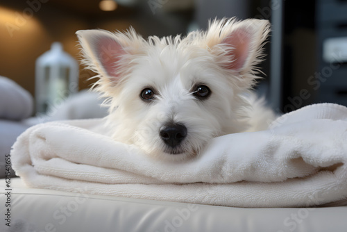 portrait of a white dog