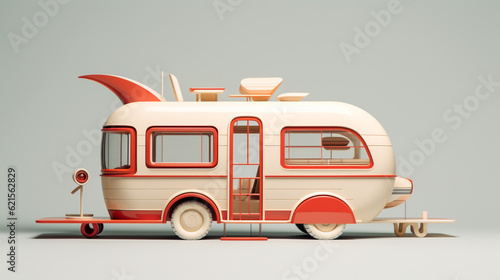 Vintage classic caravan camper vector illustration white background