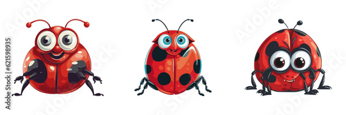 Cartoon ladybug icon. Vector illustration.