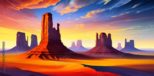 Monument Valley landscape. AI generated illustration
