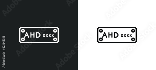 car numberplate outline icon in white and black colors. car numberplate flat vector icon from car parts collection for web, mobile apps and ui.