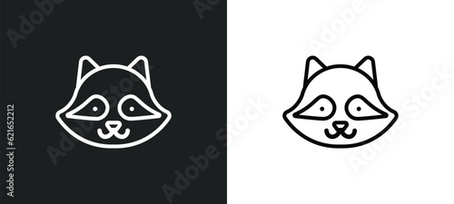 raccoon outline icon in white and black colors. raccoon flat vector icon from animals collection for web, mobile apps and ui.