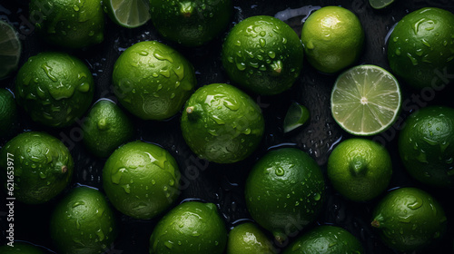 Lime with droplet - lime in water - Created with Generative AI technology.