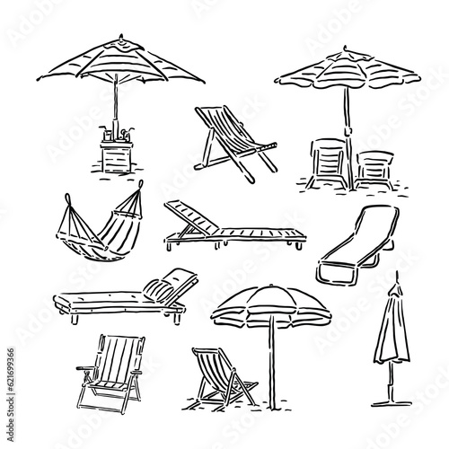 illustration of a lounge chair on the beach