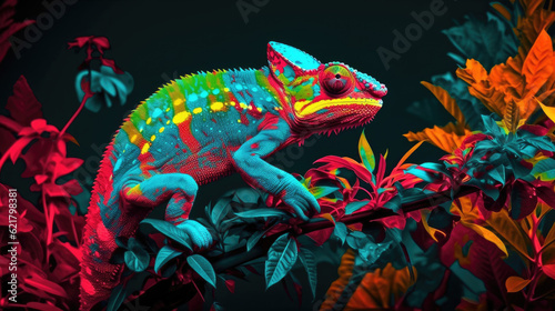 Surreal chameleon in vibrant colors - Generative AI