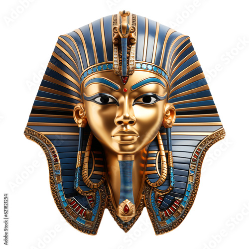 Egyptian farao mask on transparent background isolated png.Generated with AI