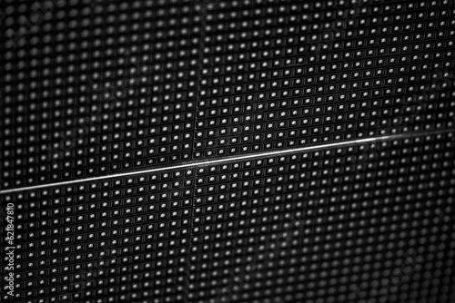 Led screen. Pixel texture. Lcd monitor with dots. Digital display. Noise tv screen pixels interfering signal. Black white television videowall. Projector grid template with bulbs.