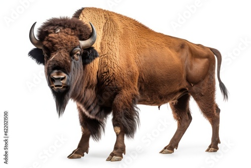 a bison is standing in front of a white background